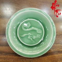 Dĩa Gốm Sứ Long Tuyền Hình Như Ý Đậm LT56-D (Đường kính 14cm, cao 3cm)