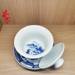 Bộ Chén Khải Sứ Thanh Hoa Cảnh Đức - Sơn Thủy 150ml