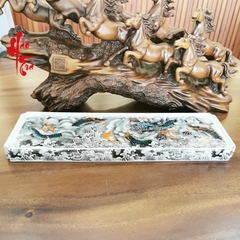 Dĩa Bàn Trà Sứ Cảnh Đức Cá Chép Hóa Rồng - Chữ Nhật