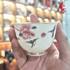 Chén Trà Sứ Cảnh Đức - Hoa Phù Tang 100ml