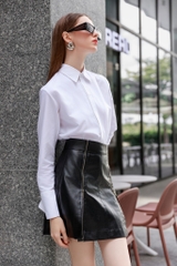 Zip-up Skirt - Chân váy da dây kéo