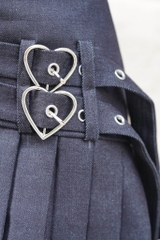 Douple Heart jean Skirt - Chân váy jean khoen trái tim