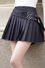 Douple Heart jean Skirt - Chân váy jean khoen trái tim