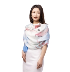 Khăn lụa dài Hoa Mai - Màu xanh