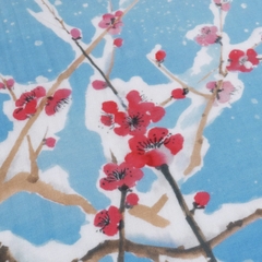 Khăn lụa dài Hoa Mai - Màu xanh