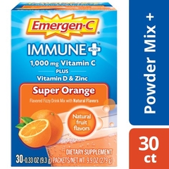 Emergen-C Immune 1000mg Vitamin C plus D, Zinc 30 bich - Bột C mùi cam uống tăng sức đề kháng