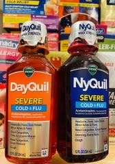 Vick Dayquil NyQuil Severe cold & flu 354ml - Siro trị ho, cảm cúm nhức đầu sổ mũi vị Dâu Berry