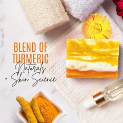 Xà phòng nghệ Tumeric Soap Bar giảm mụn, sẹo, giúp da trắng sáng mịn màng(thanh 100g) Turmeric Soap Bar - Organic Ingredients Calendula + Aloe Vera + Shea Butter + Olive Oil + Zingiber + Coconut Oil For Face And Body Cleanser For Men, Women And Teens