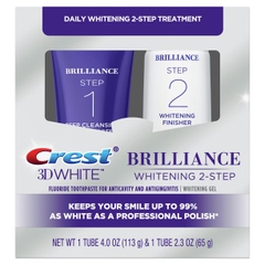 Kem đánh răng Crest 3D white Brilliance Whitening 2 Step - Set làm trắng răng sau 1 tuần