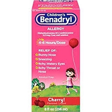 Siro trẻ em trị cảm,sổ mũi, nhức đầu do thay đổi thời tiết - Children's Benadryl Allergy, Cherry Flavor Liquid