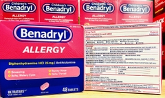 Benadryl allergy 48t ablets  - Thuốc cảm, thay đổi thời tiết, sổ mũi, nhức đầu - hộp 48 viên