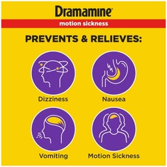 Thuốc chống say xe không buồn ngủ Người Lớn Dramamine Motion Sickness Less Drowsy 8 tablets