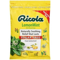 Ricola Lemon Mint 105 drops - Kẹo ngậm giảm ho, không đường Ricola túi 105 viên