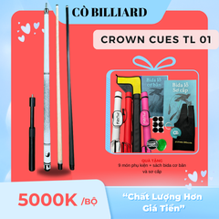 Cơ bida lỗ Crown Cues TL 1 ( 2 ngọn ) ( đầu kamui + nối ) ( tặng kèm 9 món pk và sách bida cơ bản và sơ cấp ) ( độc quyền tại CÒ BILLIARD )