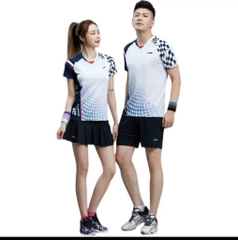 Áo cầu lông Lining VT015  - Trắng Xanh Đen