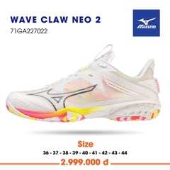 Giày cầu lông Mizuno Wave Claw Neo 2- Trắng Vàng Hồng