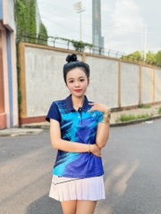 Áo Cầu Lông Yonex Có Cổ A201 - Xanh/Đỏ