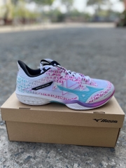 Giày cầu lông Mizuno Wave Claw Neo 2- Trắng Hồng Xanh