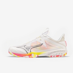 Giày cầu lông Mizuno Wave Claw Neo 2- Trắng Vàng Hồng