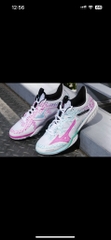 Giày cầu lông Mizuno Wave Claw Neo 2- Trắng Hồng Xanh