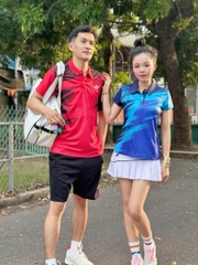 Áo Cầu Lông Yonex Có Cổ A201 - Xanh/Đỏ