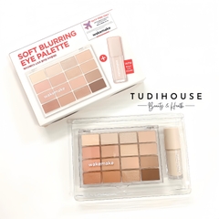 Set phấn mắt Wakemake Soft Blurring Eye Palette - 03 Sunset Blurring + kem lót mắt
