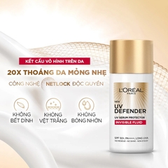 Kem Chống Nắng L'Oreal Paris UV Defender Serum Protector Invisible Fluid Mỏng Nhẹ 50ml
