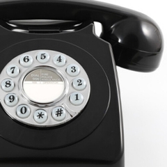 GPO Retro GPO746BLK 746 Desktop Push Button Telephone - Black (Large Item, Black)