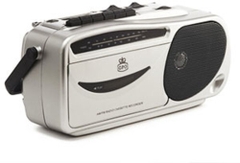 GPO Retro GPO9401 9401 Portable AM/FM Radio Cassette Recorder Player - Silver (Large Item, Silver)