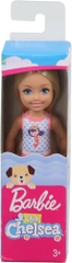 Mattel - Barbie Club Chelsea Beach Doll with Pink and Blue Mermaid Design Swim Suit, Blonde (Doll)