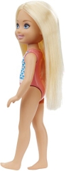 Mattel - Barbie Club Chelsea Beach Doll with Pink and Blue Mermaid Design Swim Suit, Blonde (Doll)