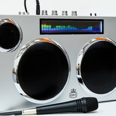 GPO Retro GPOMANSL Manhattan Boombox Stereo Bluetooth Speaker - Silver (Large Item, Bluetooth, Silver)