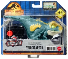 Mattel - Jurassic World Dominion Uncaged Click Tracker Velociraptor, Blue (Action Figure)