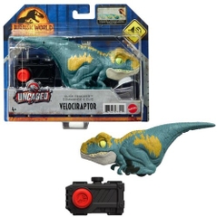 Mattel - Jurassic World Dominion Uncaged Click Tracker Velociraptor, Blue (Action Figure)