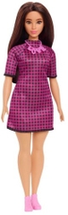 Mattel - Barbie Fashionista Doll, Pink and Black Checkered Dress, Pink Books, Pink "Love" Necklace and Long Brown Hair (Large Item, Doll)