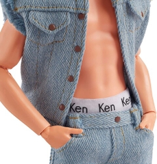 Mattel - Barbie The Movie Ken Doll Wearing All-Denim Matching Set with Ken Underwear (Large Item, Doll)