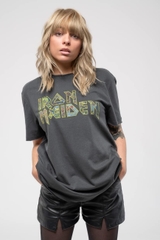 IRON MAIDEN EDDIES LOGO AMPLIFIED VINTAGE CHARCOAL X LARGE T SHIR
