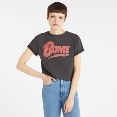 DAVID BOWIE - LOGO AMPLIFIED X LARGE VINTAGE CHARCOAL T SHIRT