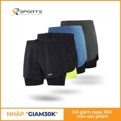 QUẦN CHẠY BỘ NAM ARSUXEO 2 LỚP (BOXER) - TÚI KHÓA KÉO SAU LƯNG - MS01