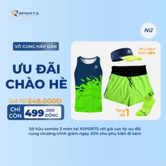 COMBO XSPOSTS 5: ÁO SINGLET XANH NEON + QUẦN LIỀN ĐAI XANH NEON (TẶNG TẤT CHẠY BỘ)