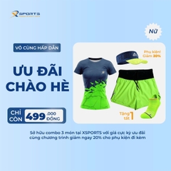 COMBO XSPOSTS 6: ÁO T SHIRT XANH NEON + QUẦN LIỀN ĐAI XANH NEON (TẶNG TẤT CHẠY BỘ)