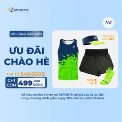 COMBO XSPOSTS 7: ÁO SINGLET XANH NEON + QUẦN LIỀN ĐAI ĐEN (TẶNG TẤT CHẠY BỘ)
