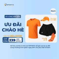 COMBO XSPOSTS 10: ÁO T SHIRT CAM + QUẦN MỘT LỚP ĐEN (TẶNG TẤT CHẠY BỘ)