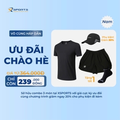 COMBO XSPOSTS 11: ÁO T SHIRT ĐEN + QUẦN MỘT LỚP ĐEN (TẶNG TẤT CHẠY BỘ)