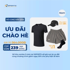 COMBO XSPOSTS 14: ÁO T SHIRT ĐEN + QUẦN MỘT LỚP XÁM (TẶNG TẤT CHẠY BỘ)