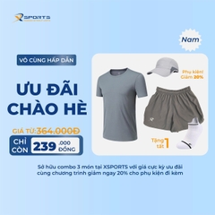 COMBO XSPOSTS 13: ÁO T SHIRT XÁM + QUẦN MỘT LỚP XÁM (TẶNG TẤT CHẠY BỘ)