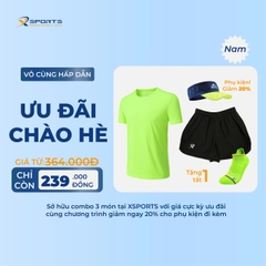 COMBO XSPOSTS 18: ÁO T SHIRT XANH NEON + QUẦN MỘT LỚP ĐEN (TẶNG TẤT CHẠY BỘ)