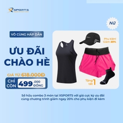 COMBO XSPOSTS 21: ÁO SINGLET ĐEN + QUẦN LIỀN ĐAI HỒNG (TẶNG TẤT CHẠY BỘ)