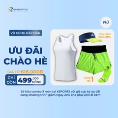 COMBO XSPOSTS 28: ÁO SINGLET TRẮNG + QUẦN LIỀN ĐAI XANH NEON (TẶNG TẤT CHẠY BỘ)