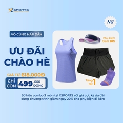 COMBO XSPOSTS 29: ÁO SINGLET TÍM + QUẦN LIỀN ĐAI ĐEN (TẶNG TẤT CHẠY BỘ)